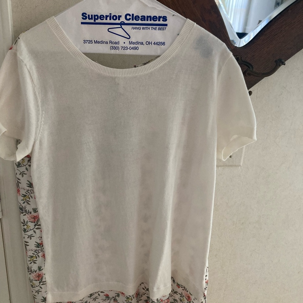 LOFT White Floral Back Top